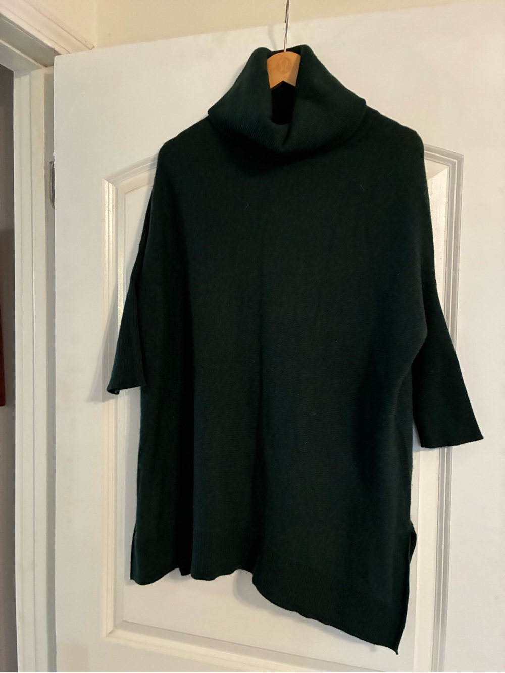 Antonio Melani Cashmere Turtleneck Sweater Poncho - Dark Green - S